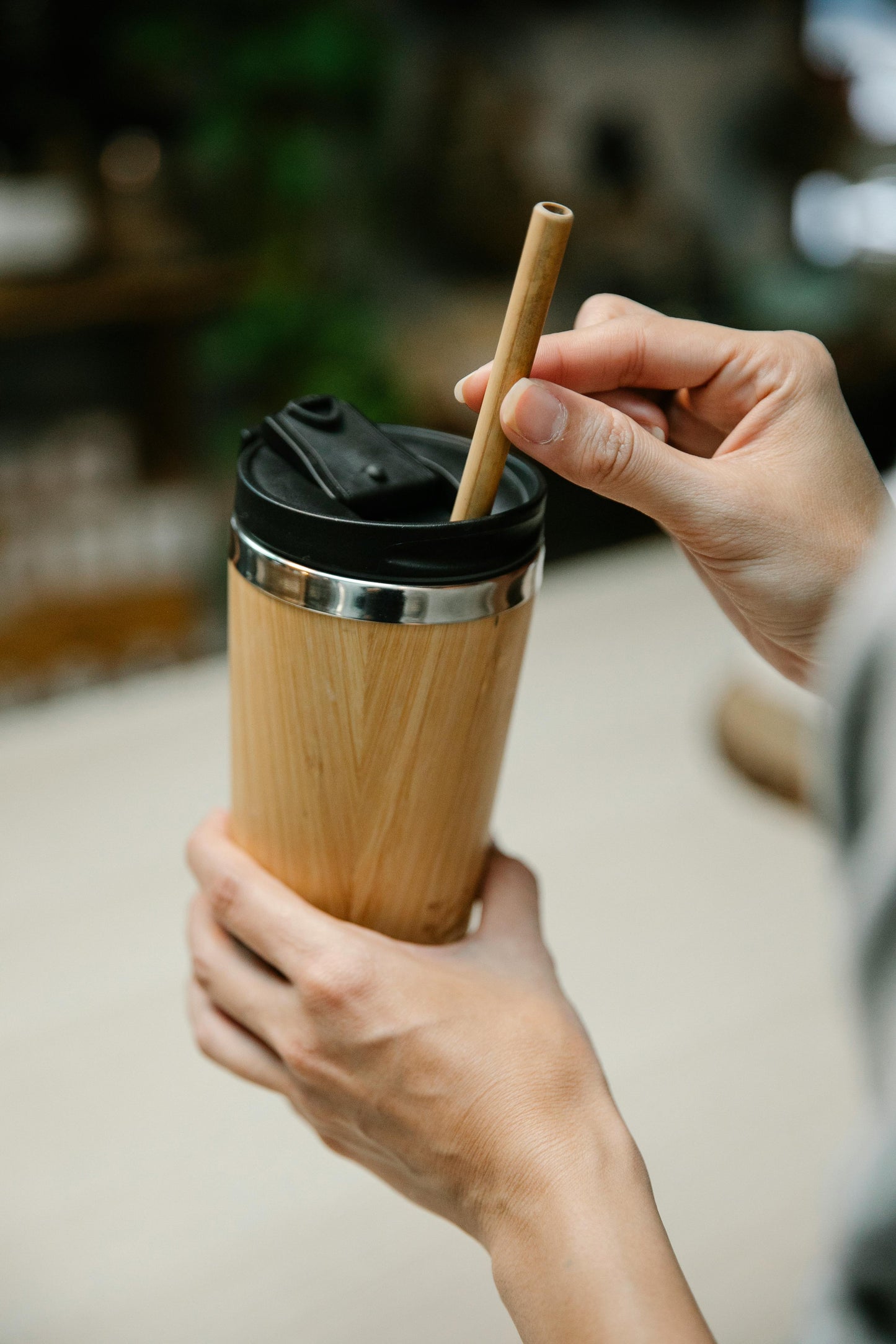 Bamboe Rietje Standard met Schoonmaak borstel
