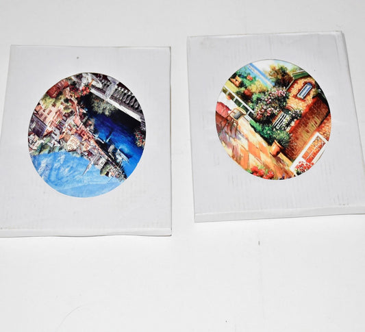 Keramische Onderzetters, decor, set van 2