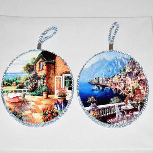 Keramische Onderzetters, decor, set van 2