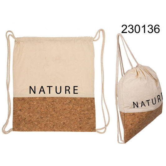 Katoenen rugzak met kurken bodem in natuurlijke stijl